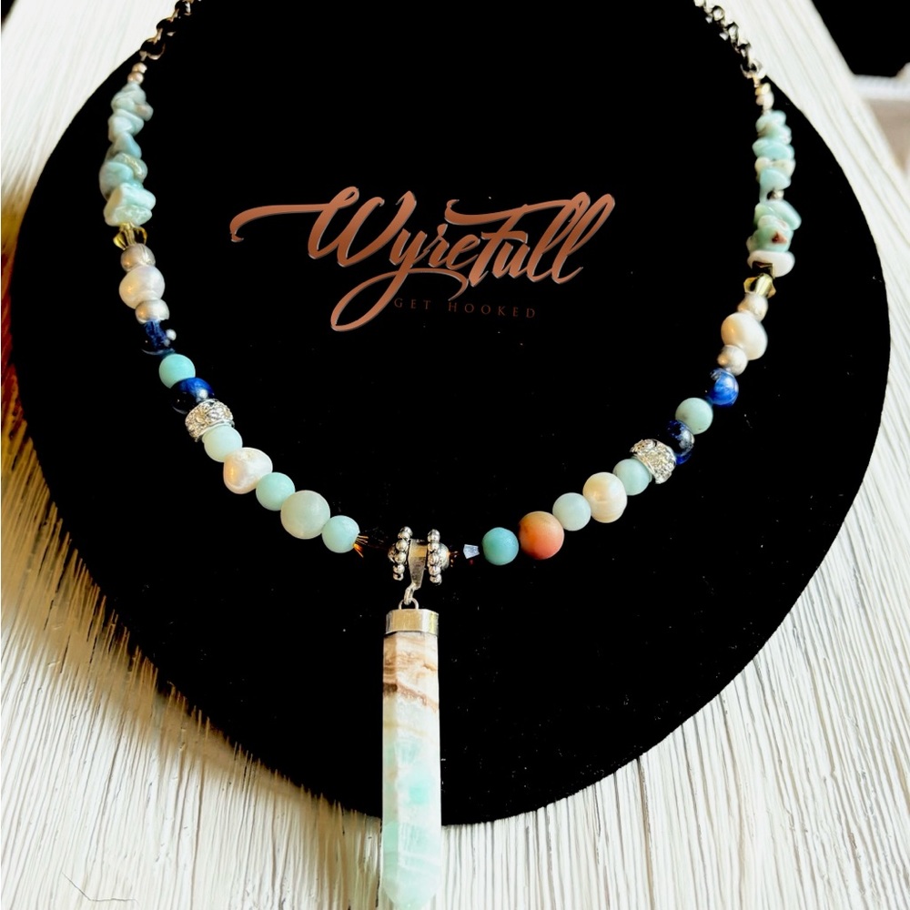 Handmade Caribbean Calcite Necklace.